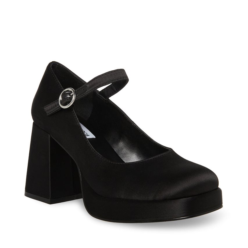 Black Steve Madden Mingle Satin Women's Heels | PH 0752MAO